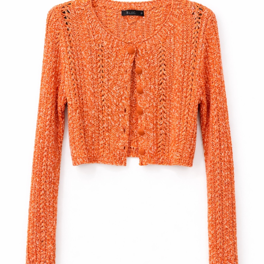 Deluc Coral Cropped Boho Knit Cardigan